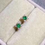 1ct Stud Earrings Round Cut Green Emerald Minimalist Design 14k WhiteGold Finish