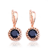 1.5Ct Round Cut Black Diamond Circular Party Drop Earrings 14K Rose Gold Finish