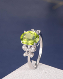 2ct Oval Cut Green Peridot Engagement Ring Butterfly Design 14k White Gold Over