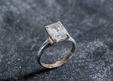 1.5ct Engagement Ring Radiant Cut Diamond Solitaire Design 14k White Gold Finish