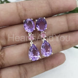 3ct Pear Simulated Amethyst Anniversary Dangle Earrings 14k White Gold Plated