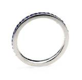 1Ct Round Cut Blue Sapphire Full Eternity Wedding Band 18K White Gold Finish