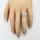 2.3ct Emerald Cut Diamond Engagement Ring Classic Trilogy 14k White Gold Finish