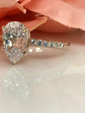 1.5ct Pear Cut Diamond Accents Solitaire Engagement Ring 14k Rose Gold Finish