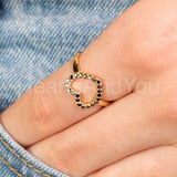 0.2ct Round Cut Simulated Black Diamond Open Heart Ring 14k Yellow Gold Plated