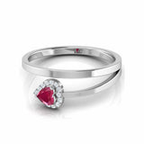 1Ct Heart Cut Pink Ruby Diamond Cute Halo Engagement Ring 14K White Gold Finish