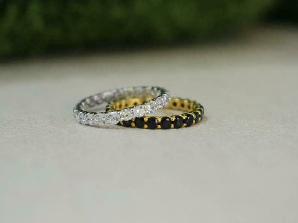 2.2ct Round Cut Diamond Full Eternity Dual Wedding Ring Band 14k DualGold Finish