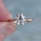 2ct Oval Cut Diamond Engagement Ring 4 Prong Solitaire Women 14k RoseGold Finish