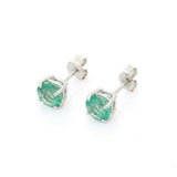 1.2ct Stud Earrings Round Cut Green Emerald Solitaire 14k White Gold Finish