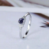 1ct Round Cut Blue Sapphire Engagement Ring Petite Minimalist 14k WhiteGold Over