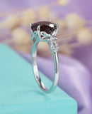 1.5ct Round Cut Red Garnet Solitaire Butterfly Accent Ring 14k White Gold Finish