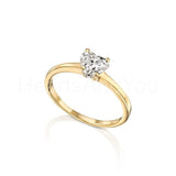 0.7ct Heart Simulated Diamond Solitaire Engagement Ring 14k Yellow Gold Plated