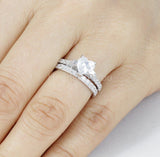 2.2ct Heart Simulated Diamond Solitaire Accents Bridal Set 14k White Gold Plated