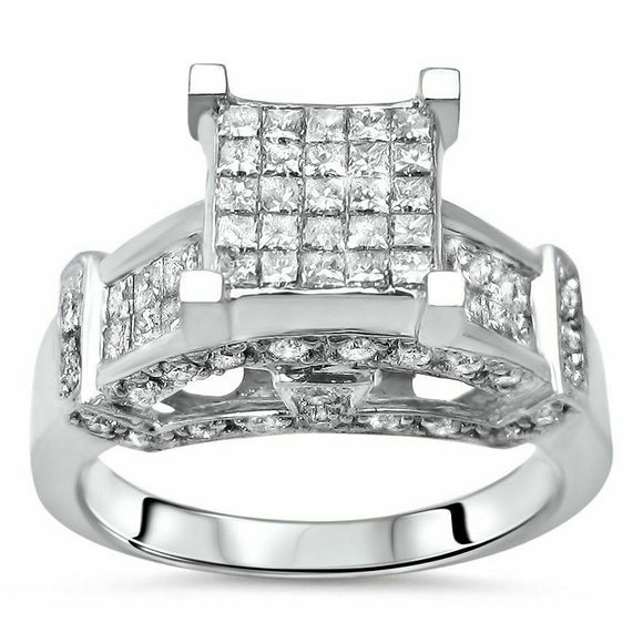 3.5Ct Princess Cut Diamond Unique Stylish Engagement Ring 14K White Gold Finish