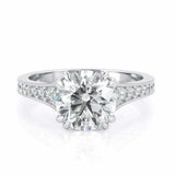 2.3ct Round Cut Diamond Solitaire Ring 14k White Gold Finish with Round Accents