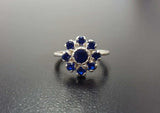 1.5ct Engagement Ring Round Cut Sapphire Floral Minimalist 14k White Gold Finish