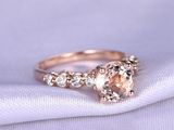 1.3ct Round Cut Morganite Engagement Ring Diamond Accents 14k Rose Gold Finish