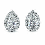 2Ct Pear Cut Diamond Halo Filigree Women Stud Earrings 14K White Gold Finish