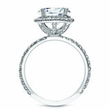 4Ct Asscher Cut Diamond Dual Halo Solitaire Engagement Ring 14K White Gold Over