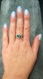 2ct Engagement Ring Round Cut Green Emerald Two Stone Swirl 14k WhiteGold Finish