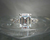 Five Stone Solitaire Engagement Ring 2.5ct Emerald Diamond 14k White Gold Finish