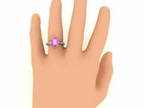 2.7ct Emerald Cut Pink Sapphire Engagement Ring Bridal Set 14k White Gold Finish