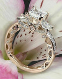 2ct Princess Cut Diamond Antique Vintage Engagement Ring 14k Rose Gold Finish