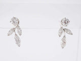 1.5ct Marquise Round Cut Diamond Floral Leaf Drop Earrings 14k White Gold Finish