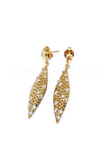 0.3ct Round Cut Moissanite Comb Mesh Dangle Earring Women 14k Yellow Gold Plated