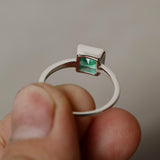 1.5ct Princess Cut Green Emerald Engagement Ring 14k White Gold Finish Solitaire