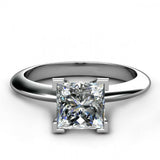 1ct Princess Cut Diamond Bezel Solitaire Engagement Ring 14k White Gold Finish