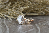 1.9ct Oval Cut VVS1D Diamond Engagement Ring 14k Rose Gold Finish Halo Twisted