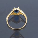 2ct Oval Cut Blue Sapphire Engagement Ring 14k Yellow Gold Finish Split Shank