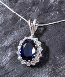 2.5ct Blue Sapphire Pendant Oval Cut Cocktail 14k White Gold Finish NO CHAIN