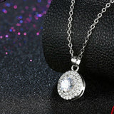 2ct Round Cut VVS1D Diamond Pendant with Chain Double Halo 18k White Gold Finish