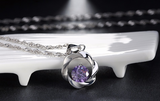 0.5ct Round Cut Purple Amethyst Pendant Flower 14k White Gold Finish NO CHAIN