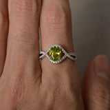 2ct Oval Cut Green Peridot Infinity Wedding Engagement Ring 14k WhiteGold Finish