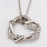 1.2ct Round Cut Diamond Pendant with Chain Double Heart Shape 14k WhiteGold Over