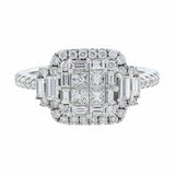 5Ct Princess Baguette Cut Diamond Halo Cluster Cocktail Ring 14K White Gold Over