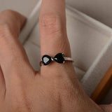 0.5ct Heart Cut Black Diamond Bow Knot Engagement Ring 14k White Gold Finish