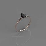 0.75ct Pear Cut Black Diamond Engagement Ring Solitaire Women 14k Rose Gold Over