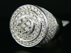 7ct Round Cut Diamond Iced Dual Halo Gatsby Men Wedding Ring 14k White Gold Over