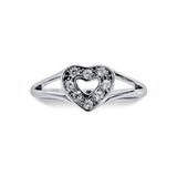 1ct Round Cut Moissanite Heart Shape Split Shank Women Ring 14K WhiteGold Plated