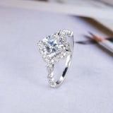 1.5ct Cushion Cut Diamond Engagement Ring Halo Milgrain 14k White Gold Finish