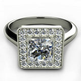 1.7ct Princess Cut Diamond Halo Square Engagement Ring 14k White Gold Finish