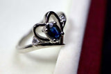 1ct Engagement Ring Oval Blue Sapphire Bypass Style Heart 14k White Gold Finish