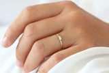 Thin Minimalist Engagement Ring 1ct Baguette Cut Diamond 14k Yellow Gold Finish