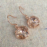 1ct Cushion Champagne Morganite Lovely Drop Earring Women 14k Rose Gold Finish