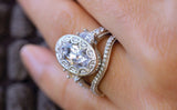 Vintage Art Deco Bridal Set Wedding Ring 3ct Oval Diamond 14k White Gold Finish