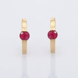 1ct Hoop Earrings Round Cut Pink Ruby Solitaire 14k Yellow Gold Finish